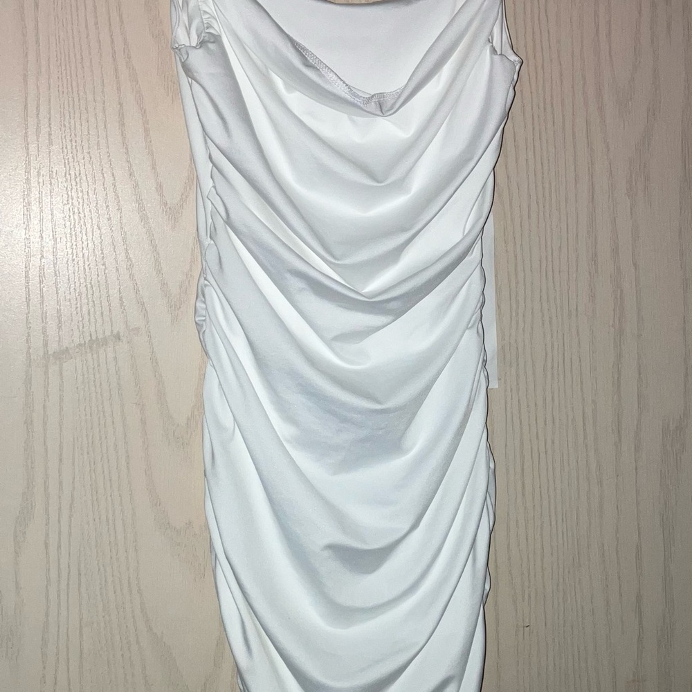 Elegant White Draped Dress